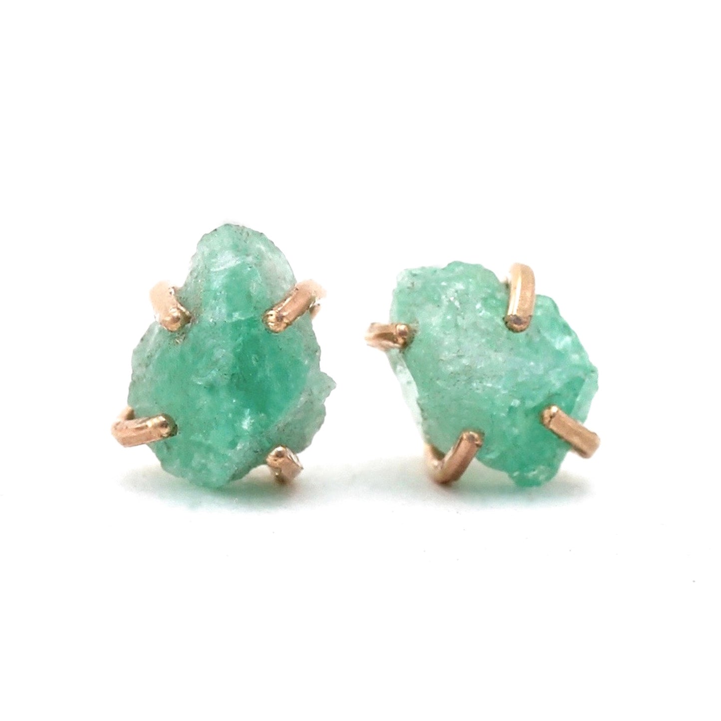 Stud Earrings Raw Emerald