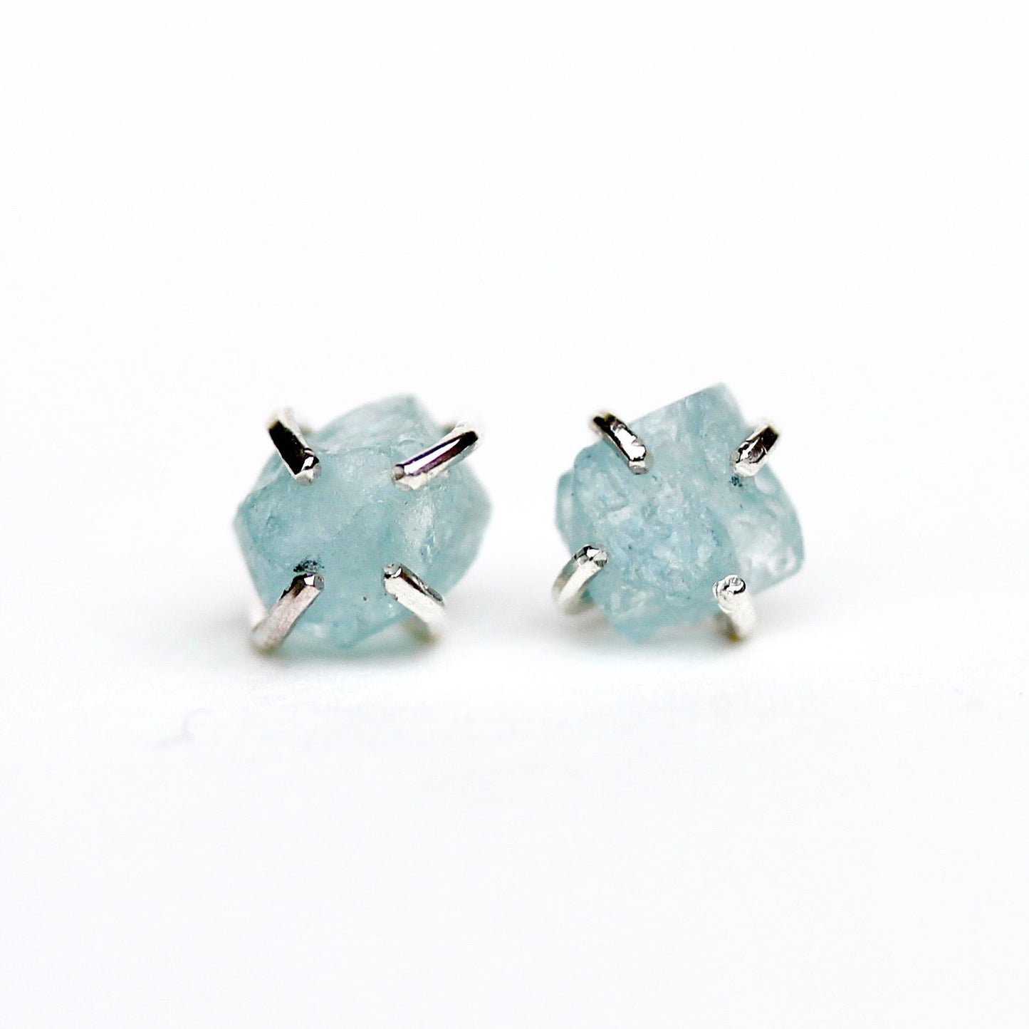 Stud Earrings Raw Aquamarine