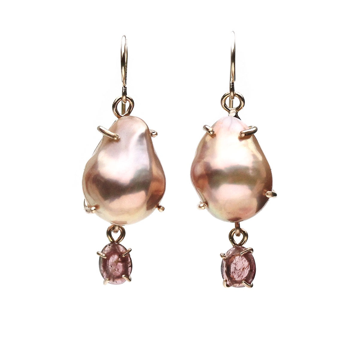 Earrings Edison Mabe Pearl and Tourmaline