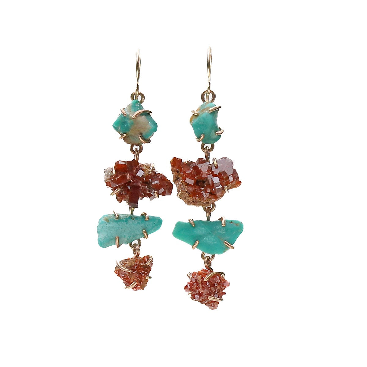 Tier Earrings Vanadinite and Turquoise