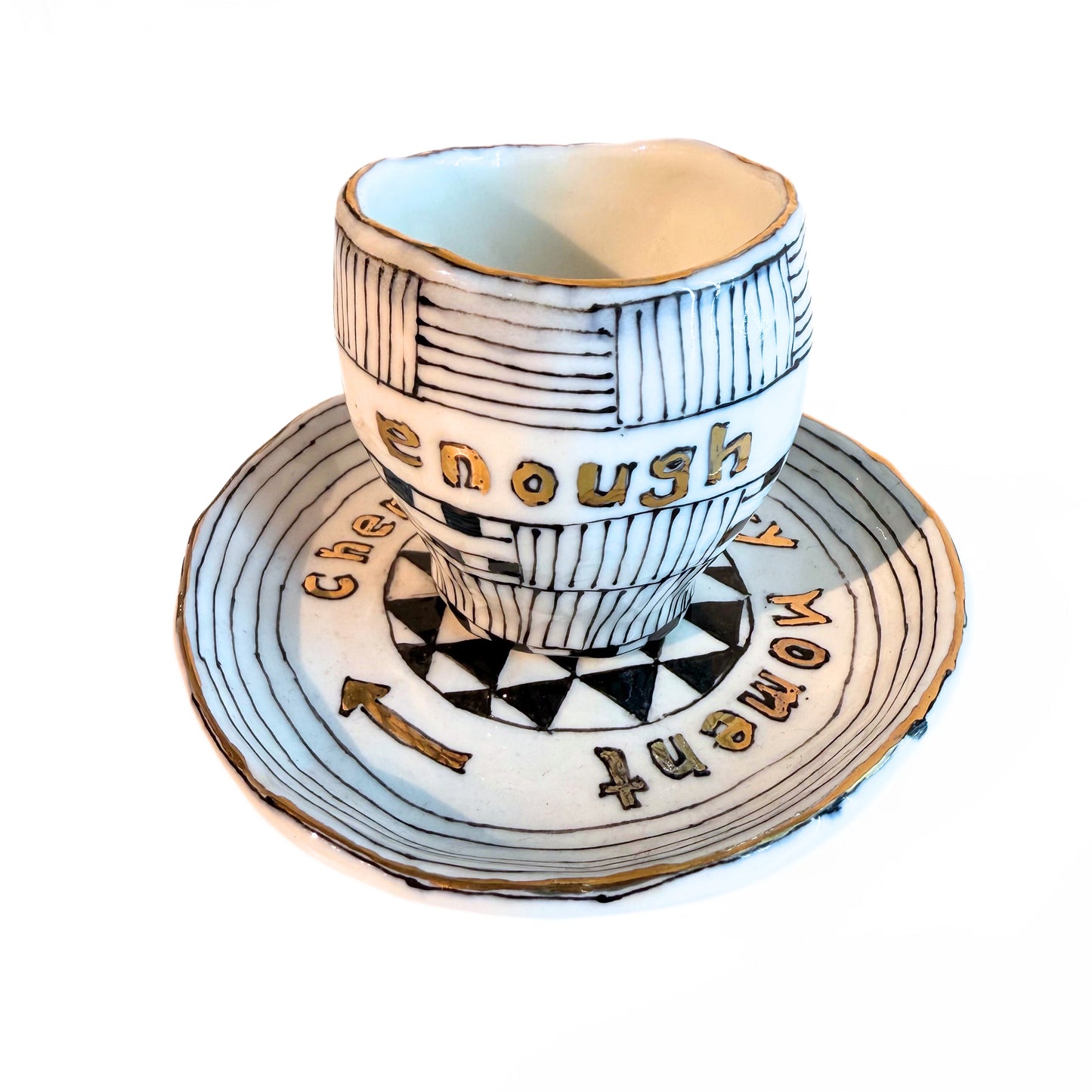 Ceramic Espresso Cup and Saucer Cherish