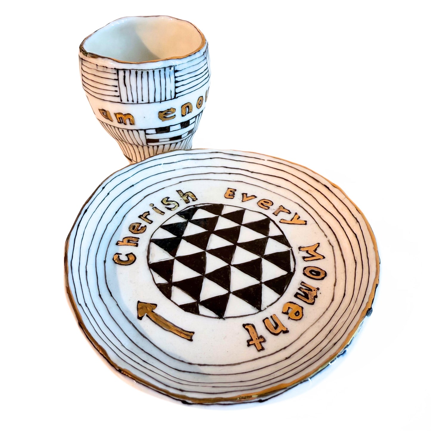 Ceramic Espresso Cup and Saucer Cherish