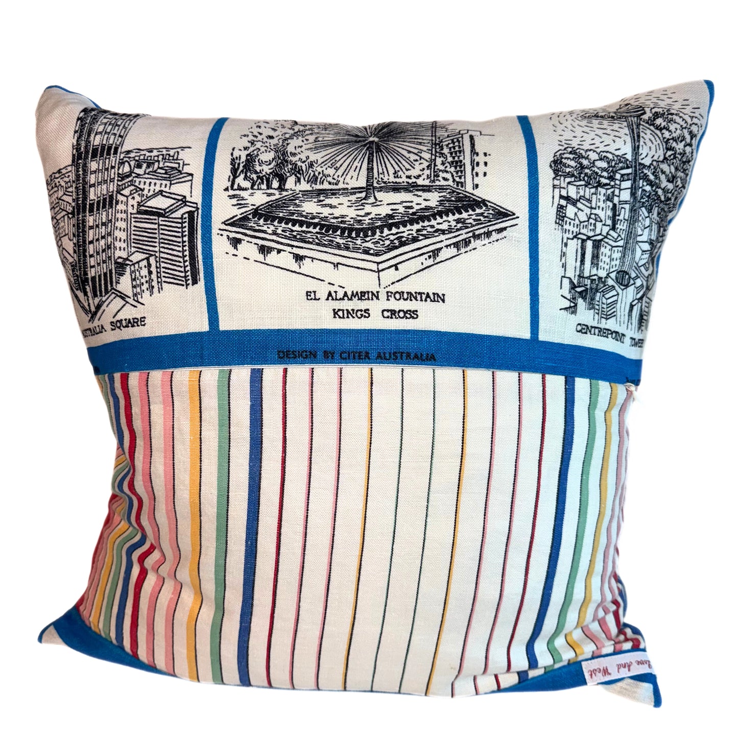 Cushion Cover Vintage Harbour Bridge Blue Monotone