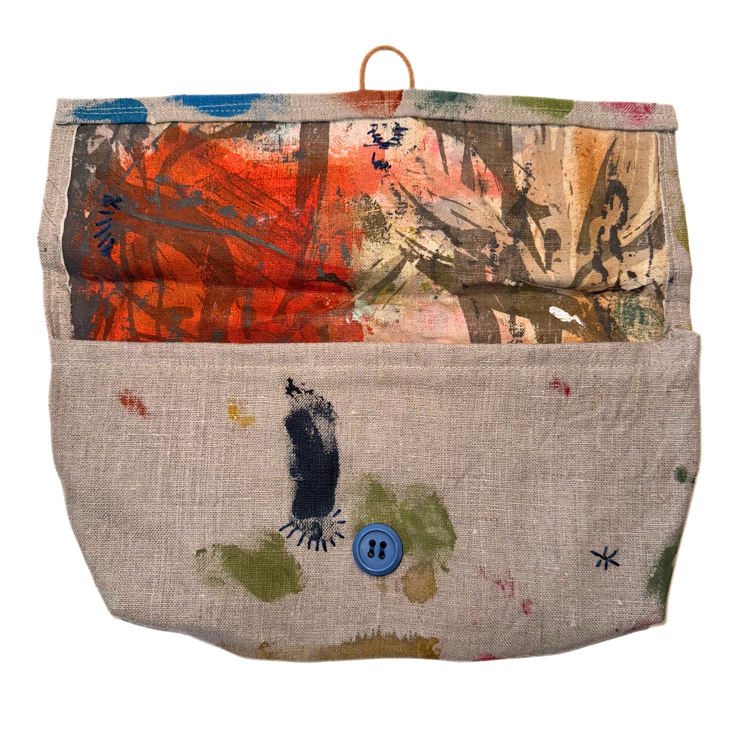 Linen Project Pouch Paint Tester Natural Button