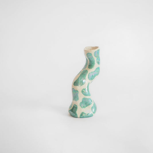 Candle Holder Emerald Green Cow Print