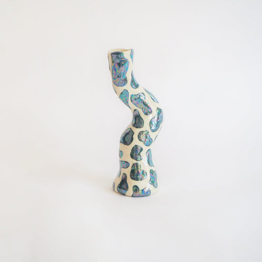Candle Holder Moss Green Cow Print