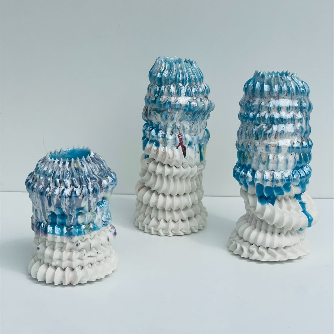 Ceramic Candle Holder/Budvase Colourburst Turquoise Medium