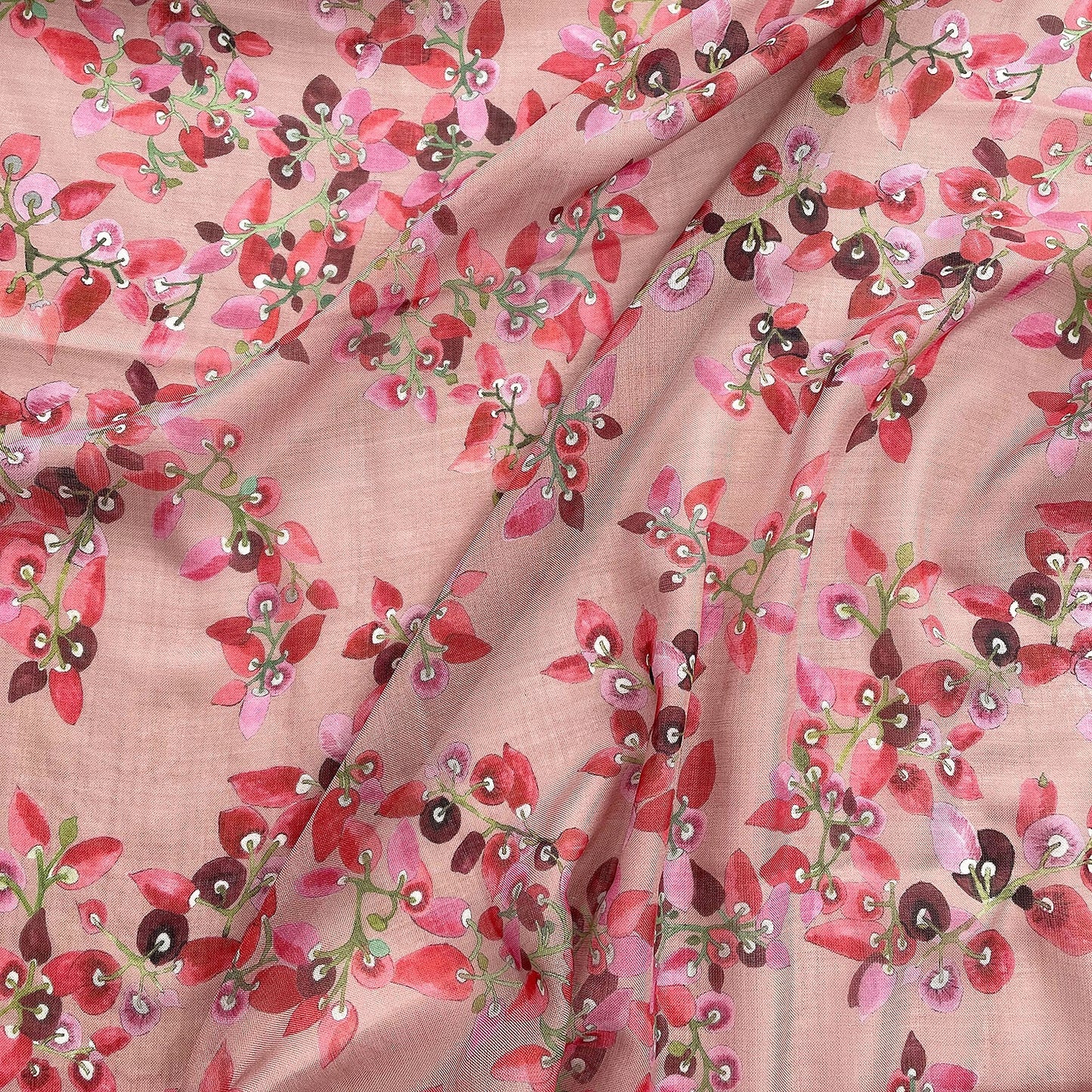 Scarf Wool Silk Treasures Red Buttons Dust