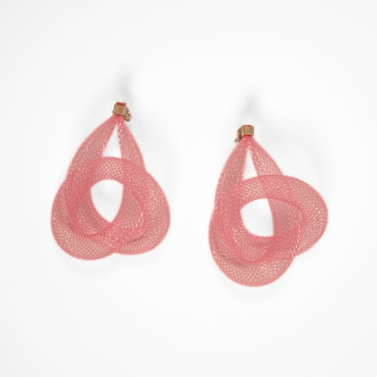 Earring Mesh Single Knot Pink
