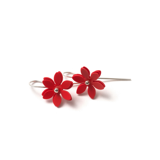 Hook Earrings Daisy Punch Red