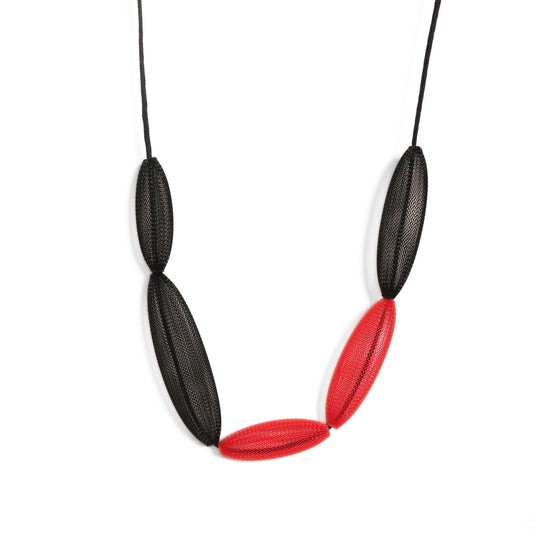 Necklace Mesh Single Loop Black Red
