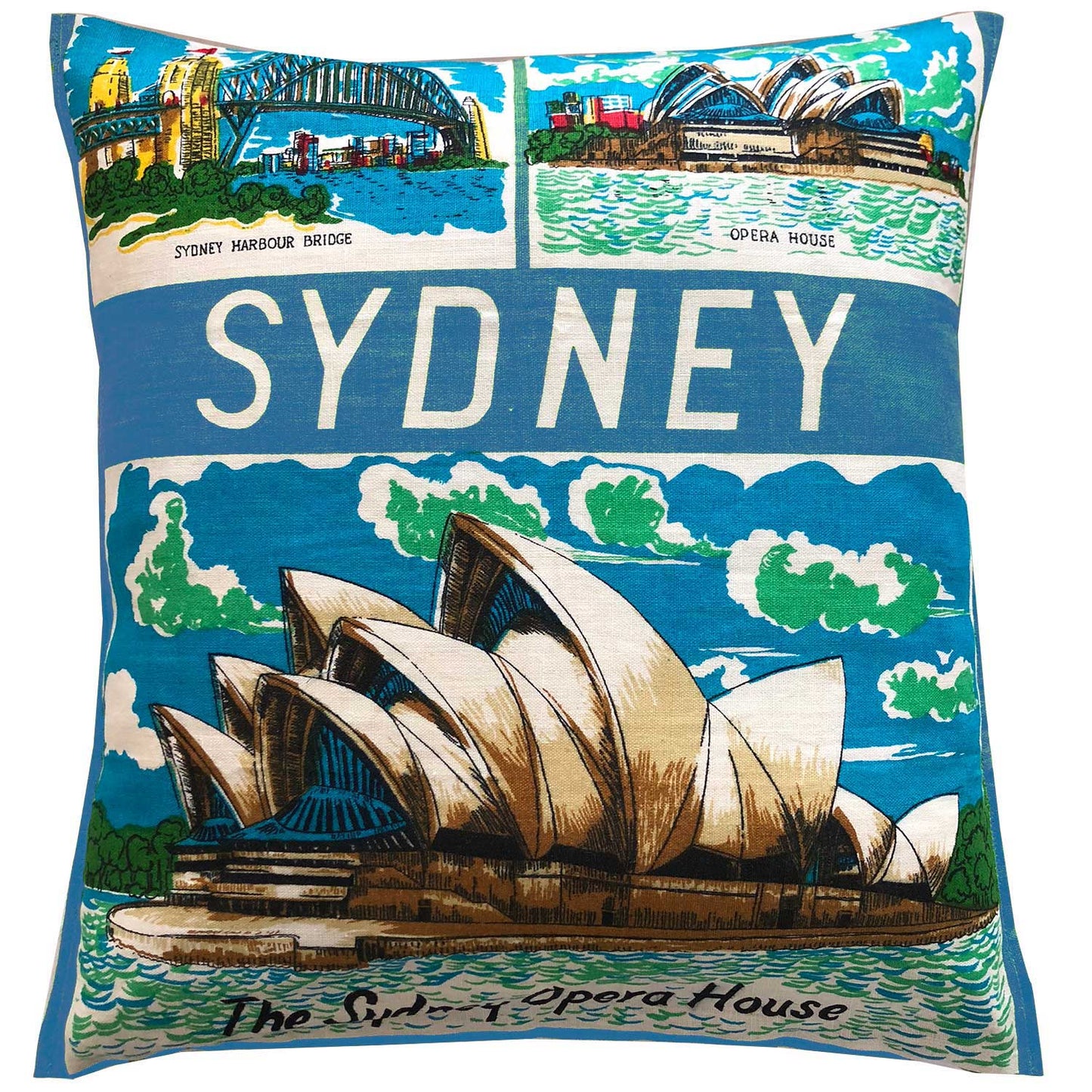 Cushion Cover Vintage Sydney Harbour Blue