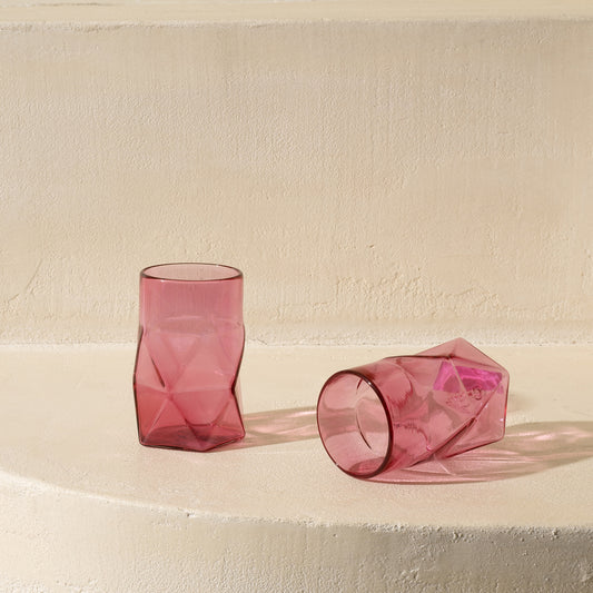 Glass Tumbler Geo Candy Pink