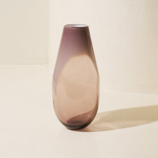 Glass Leaf Vase Aubergine Large