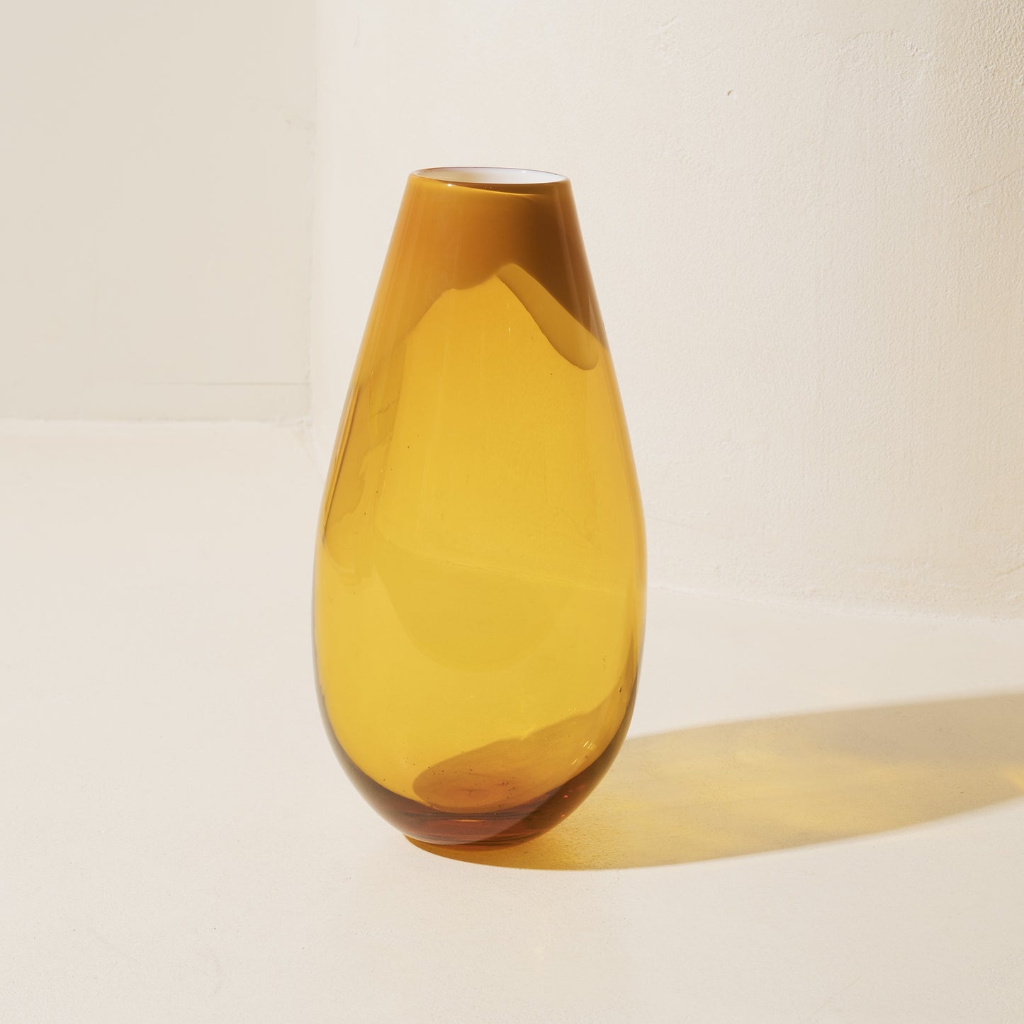 Glass Leaf Vase Amber Large