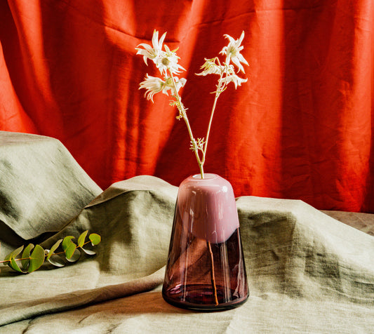 Glass Stem Vase Aubergine Small