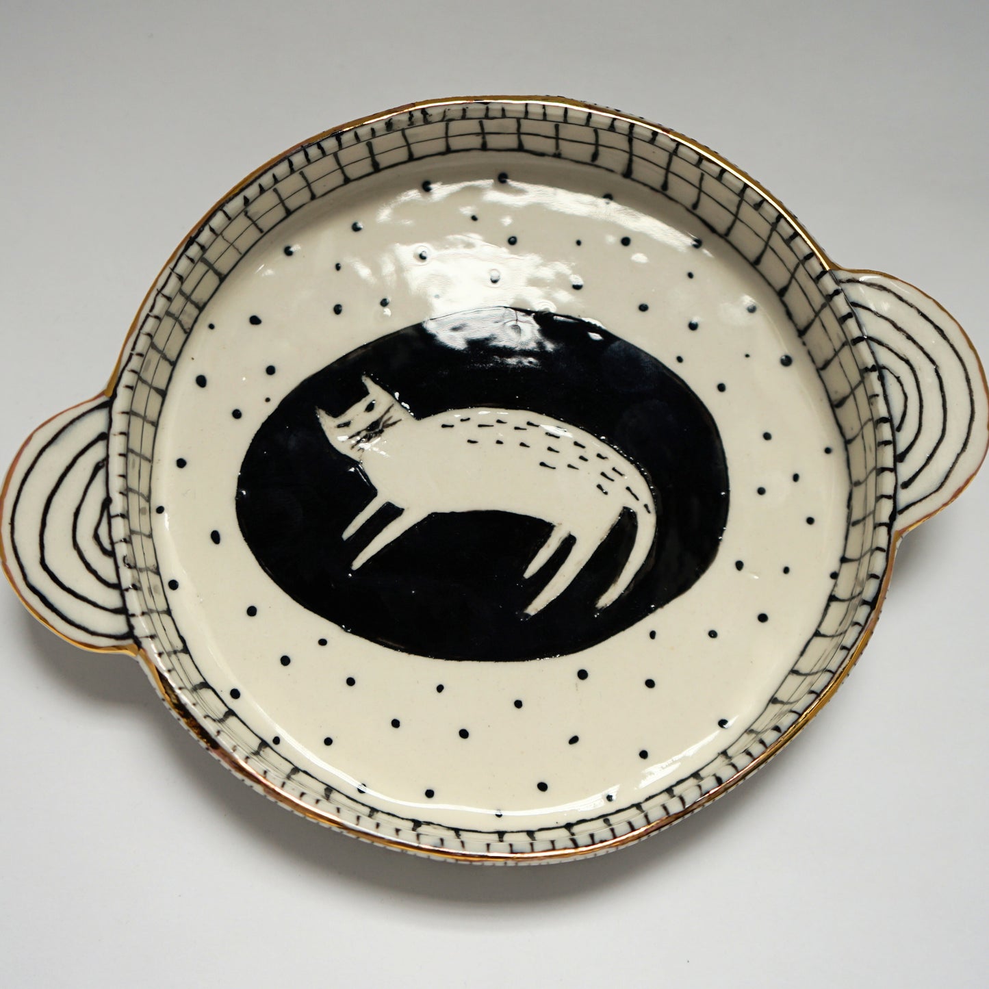 Ceramic Plate with Handle Cat