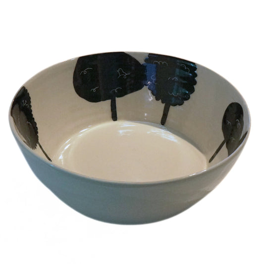 Ceramic Bowl Black and White Trees