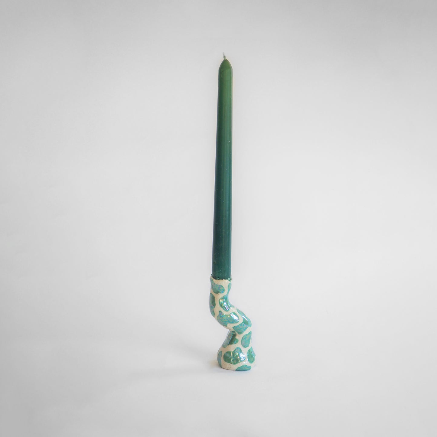 Candle Holder Emerald Green Cow Print