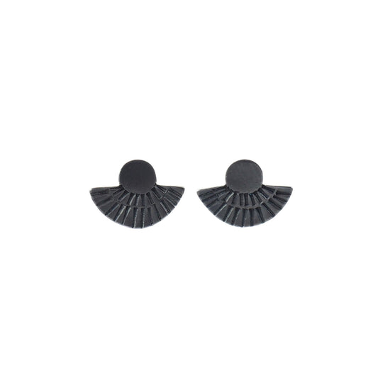 Stud Earrings Fan Out Oxidised Silver