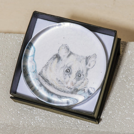 Glass Paperweight Australian Natives Pygmy Possum