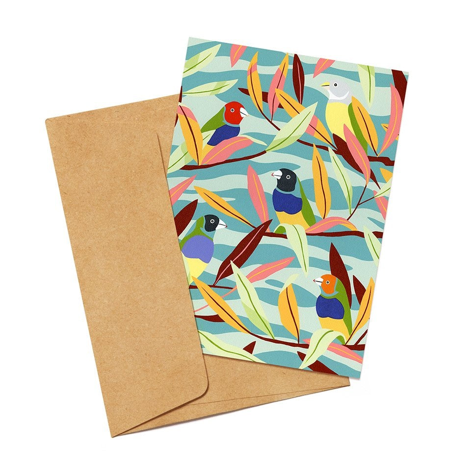 Greeting Card Gouldian Finches