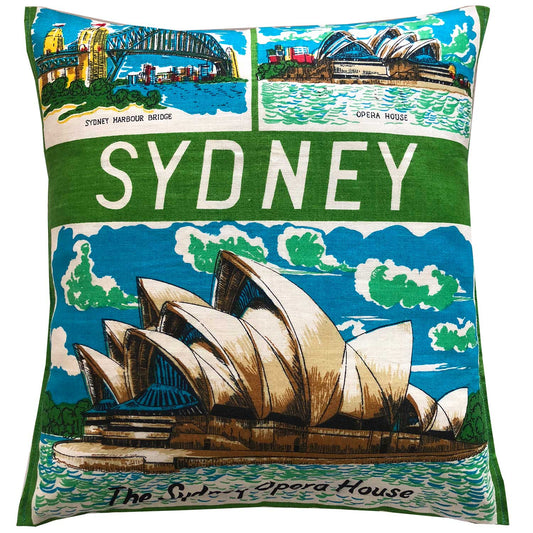 Cushion Cover Vintage Sydney Harbour Green