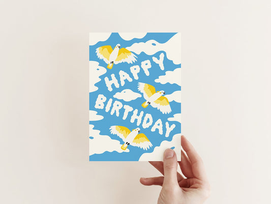 'Happy Birthday' Cockatoos Greeting Card