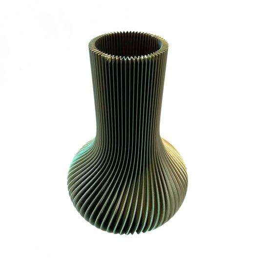 3D Printed Large Tear Drop Vase Moss Green