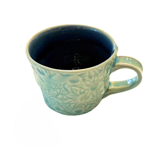 Ceramic Mug Flannel Flower Teal