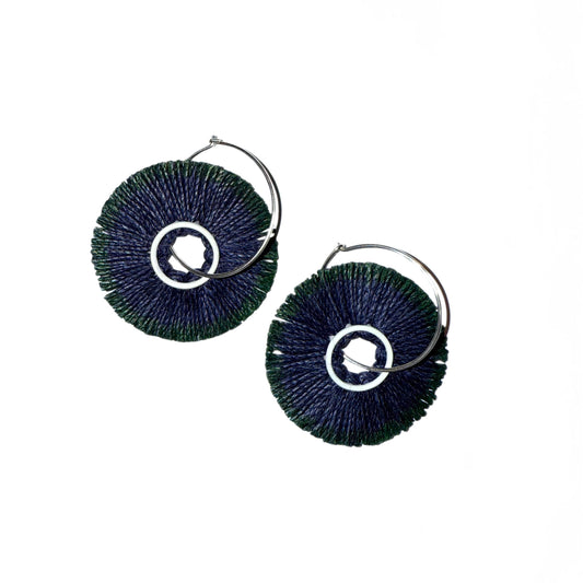 Hoop Earrings Night Stamens Navy / Green