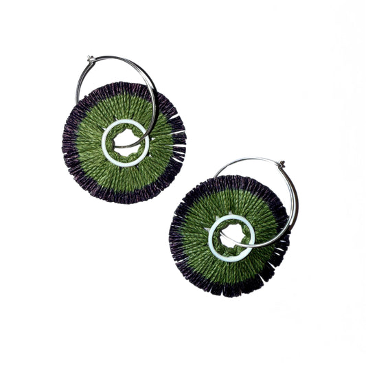 Hoop Earrings Forest Stamens Green / Navy