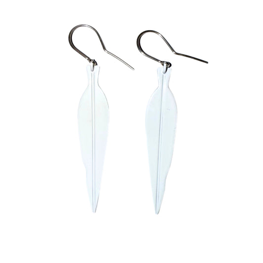 Hook Earrings Eucalyptus Leaf White