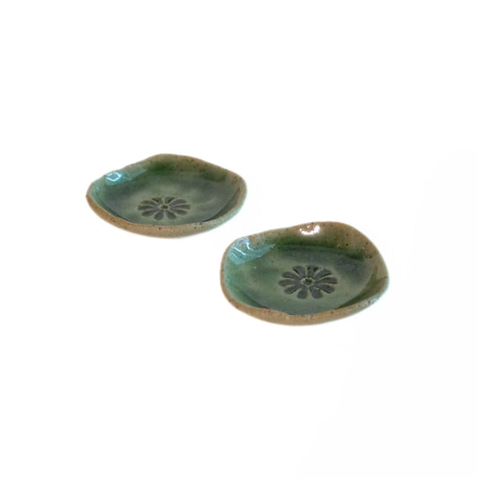 Ceramic Incense Holder Green Floral