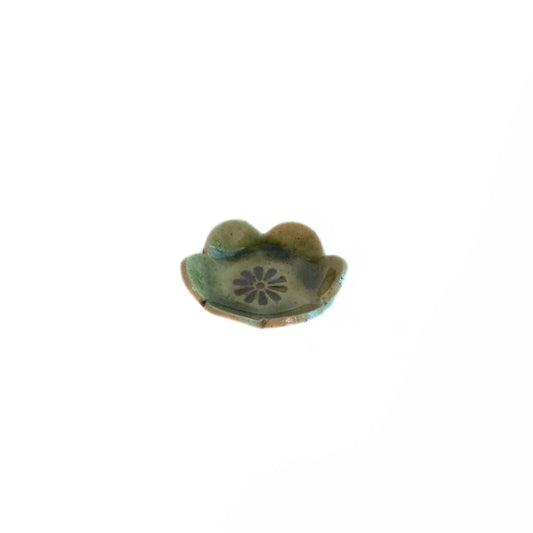 Ceramic Incense Holder Flower Green  Small