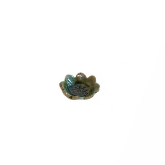 Ceramic Incense Holder Flower Green Mini