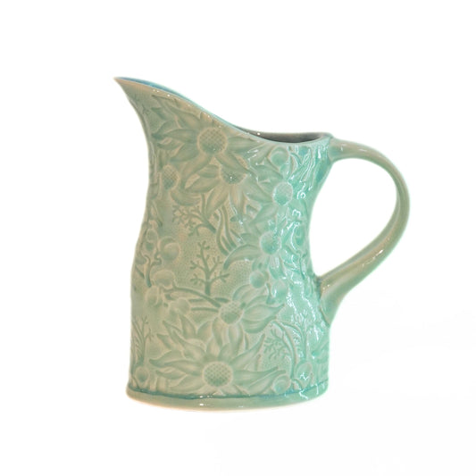 Ceramic Pitcher Flannel Flower Small Teal