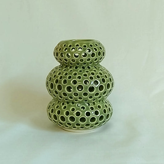 Ceramic Candle Holder Bees Nest Tower Small Pistachio (C)