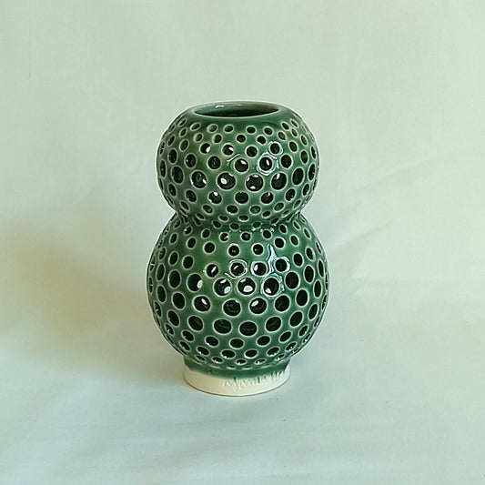 Ceramic Candle Holder Bees Nest Tower Small Dark Green (D)