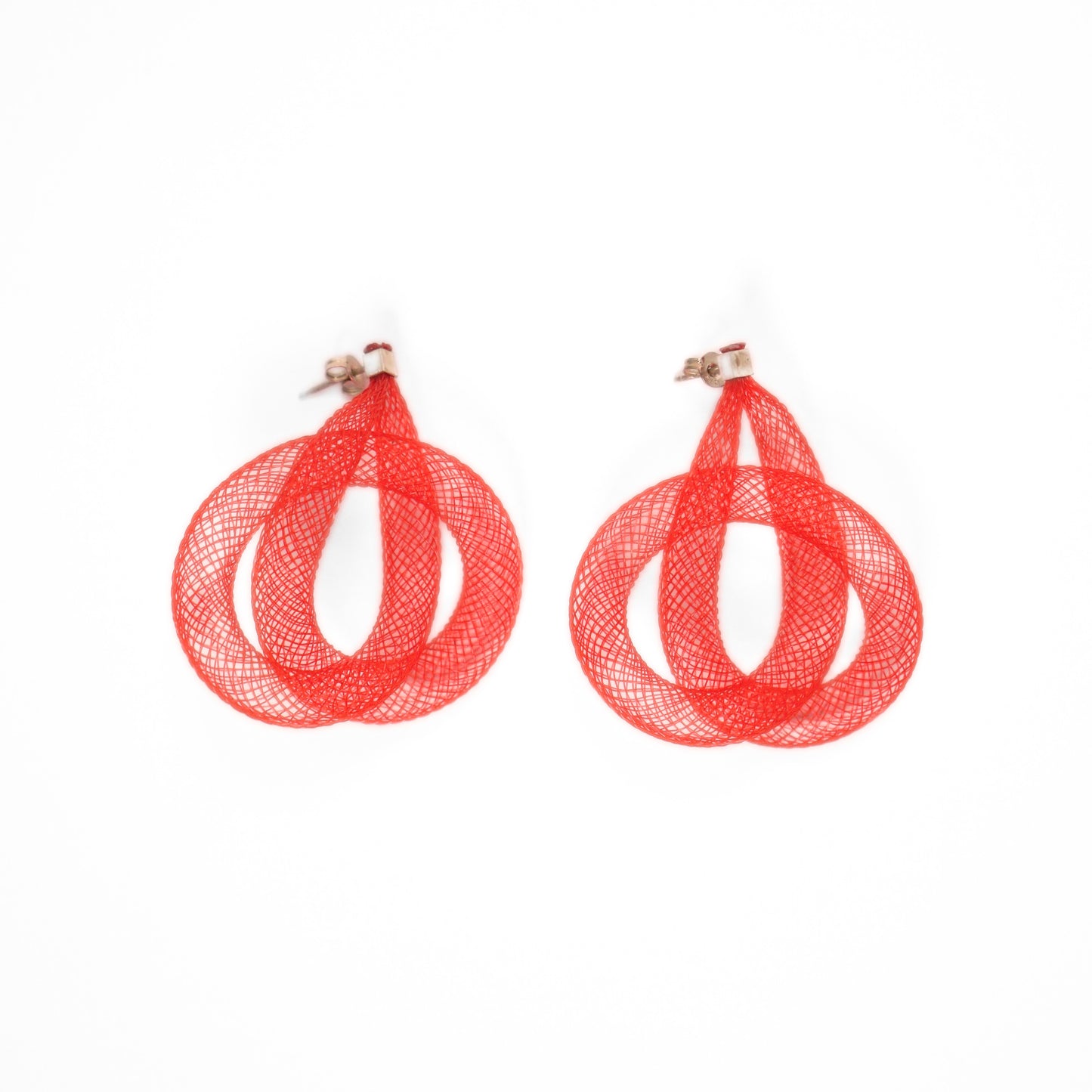 Earring Mesh Single Knot Red