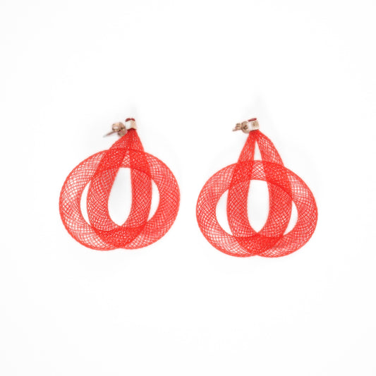 Earring Mesh Single Knot Red