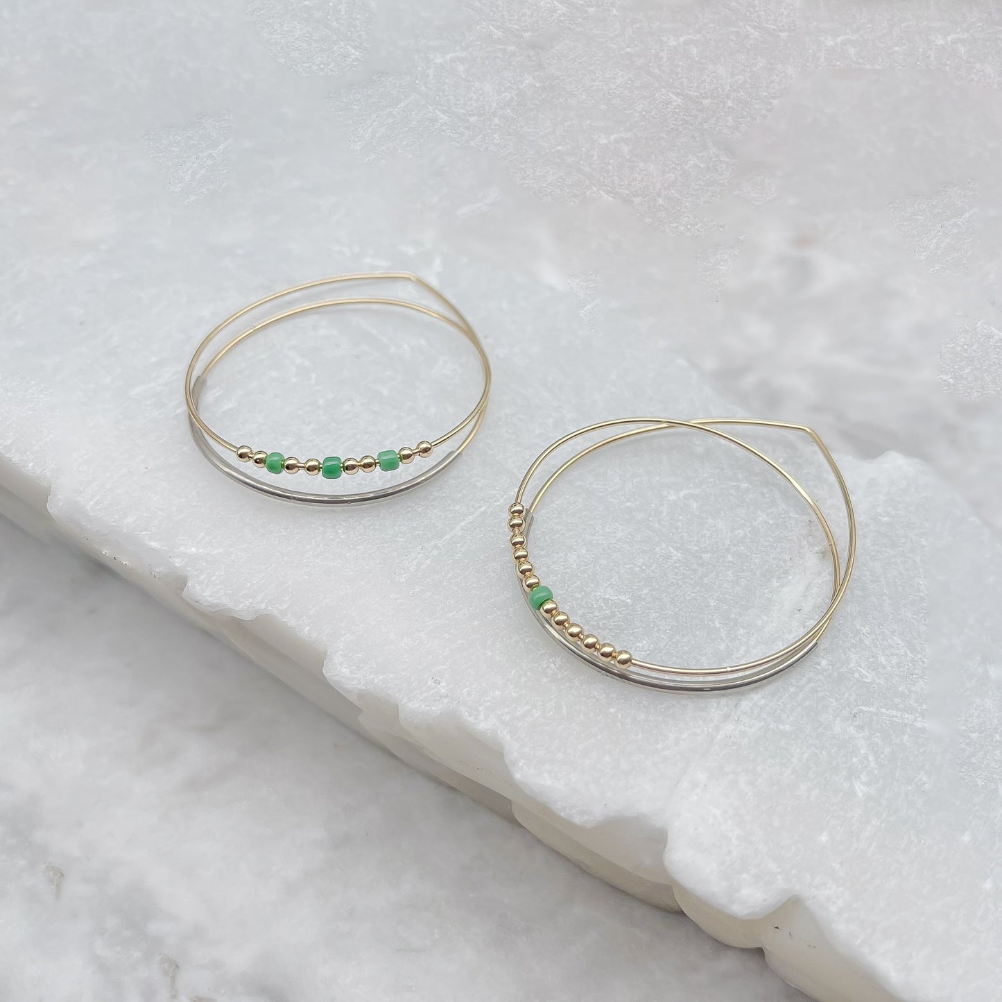 Jade Beaded Lunar Hoops