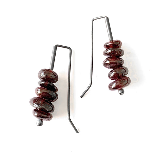 Garnet stack earrings