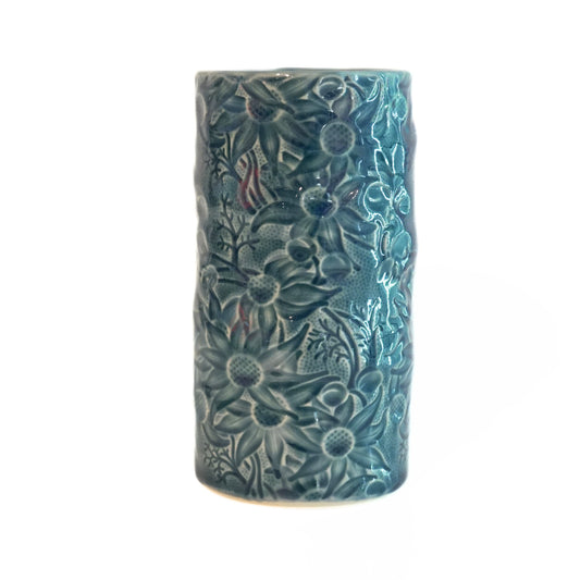 Ceramic Vase Flannel Flower Medium Blue