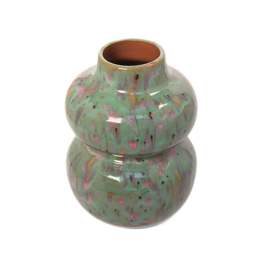 Ceramic Vase Bulbed Purple Teal