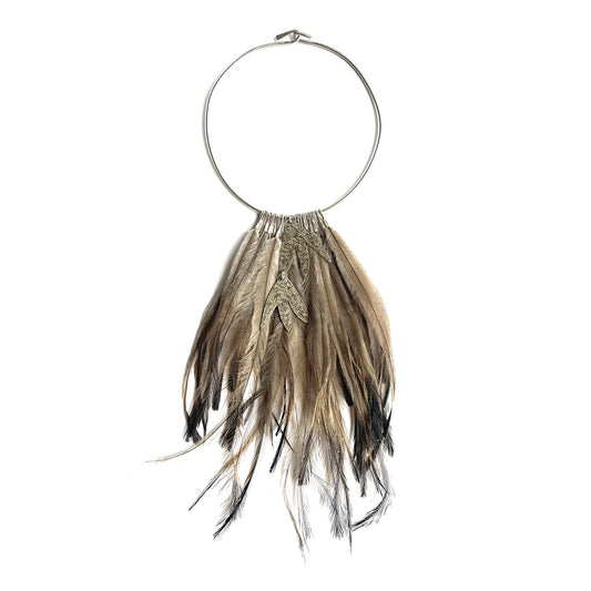Necklace Donna Brown Emu Feathers #4