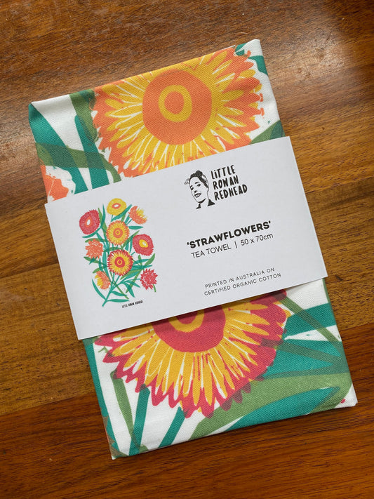 Teatowel Spring Strawflowers #2