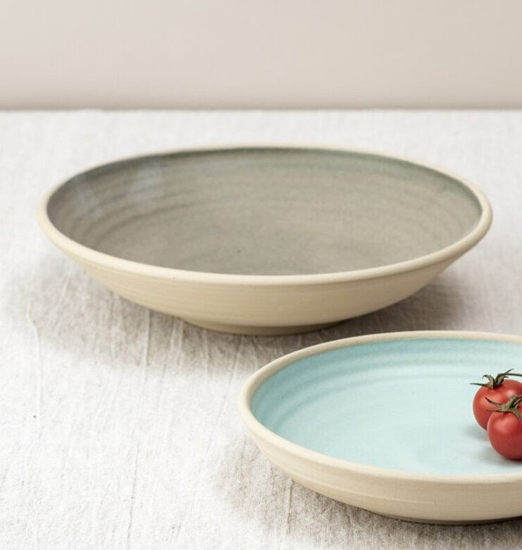 Ceramic Bowl Flat Medium Concrete