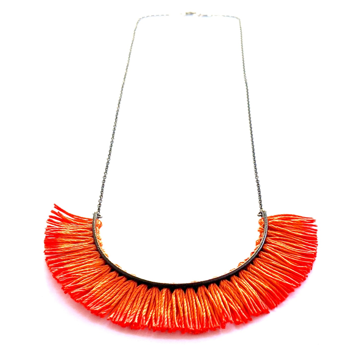 Necklace Hoop Fringed Orange VM50