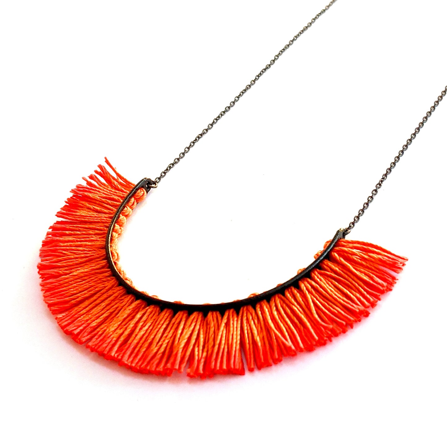 Necklace Hoop Fringed Orange VM50